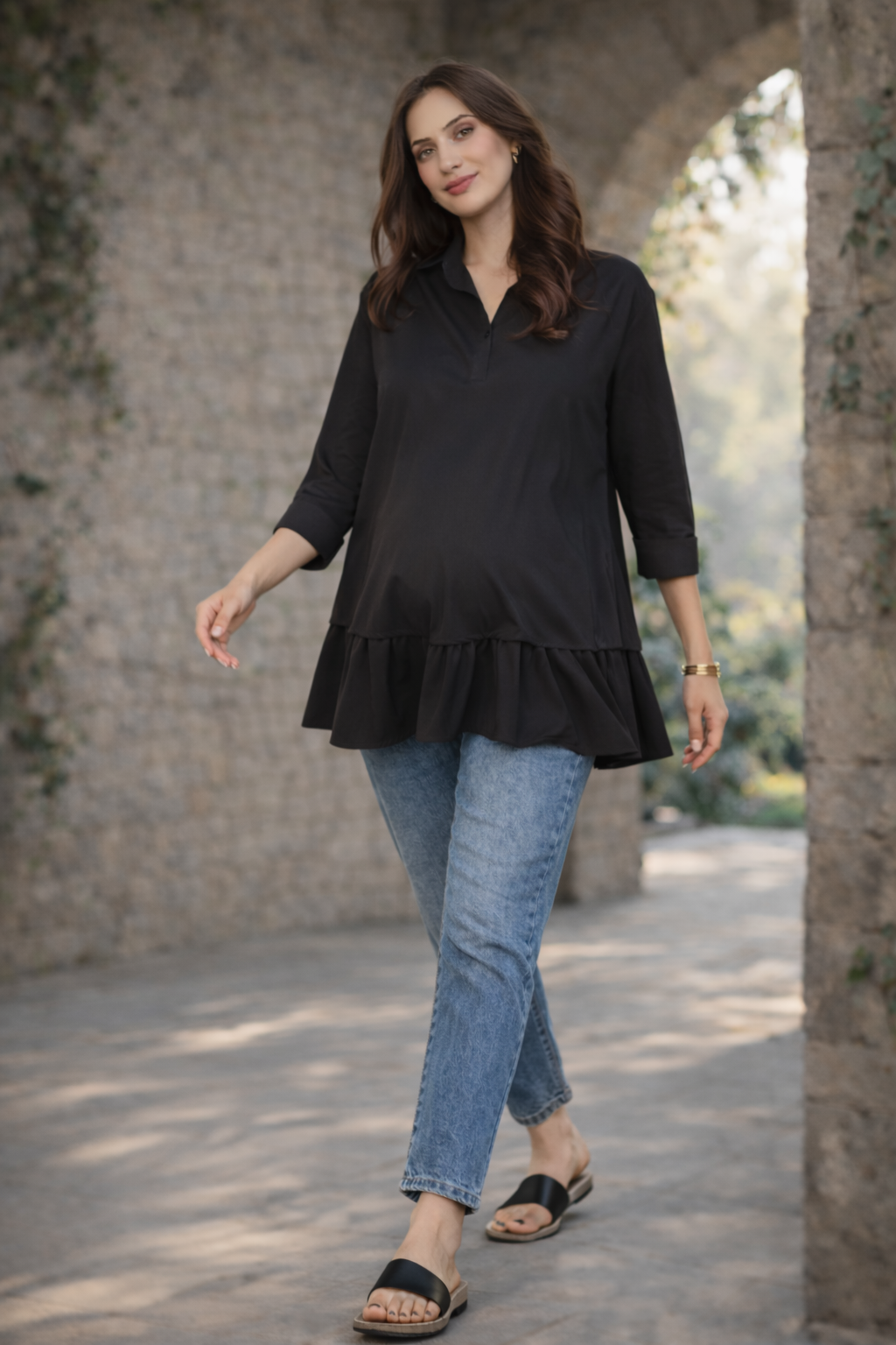 The Layered Bloom Top - Black