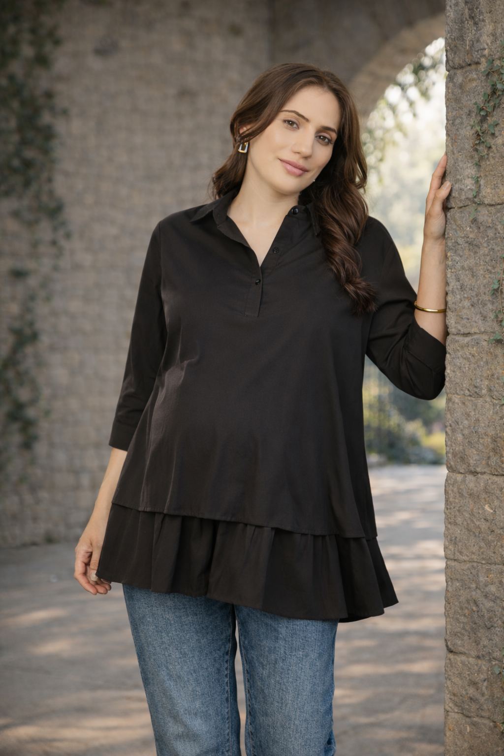 The Layered Bloom Top - Black