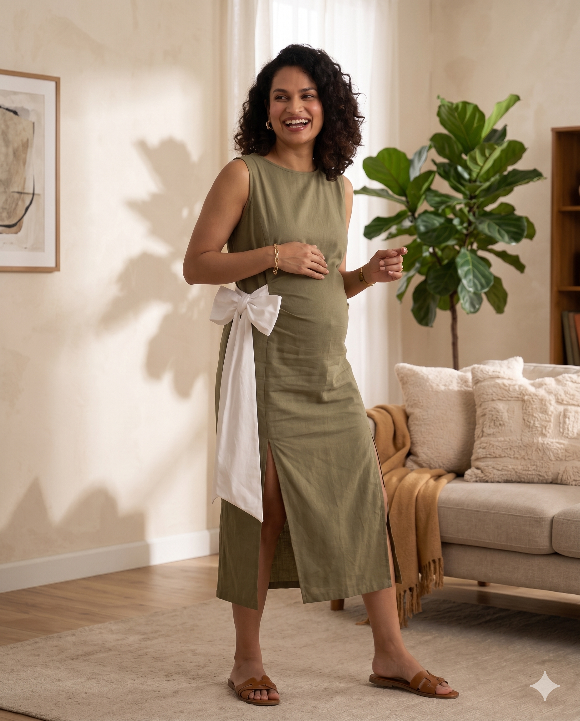 Olive Green Bow Dress